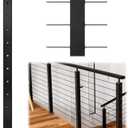 Muzata Black Cable Railing Post 36 Inch 36"x2"x2" Level Drilled Surface Mount T304 Stainless Steel Cable Railing System Kit Indoor Outdoor with Paper User Guide PS01 BH4S