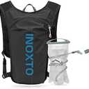 Hydration Pack Backpack,Water Backpack only 130g with 2L Water Bladder for Adults & Kids Hiking Cycling Music Festival. ( Size : Black+Blue )