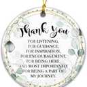 2 x Thank You Gift Ornament 2025 Appreciation Gift for Teacher, Mentor, Friend, or Coworker, Elegant Eucalyptus Keepsake with Inspirational Message, Gratitude Ornament for Christmas