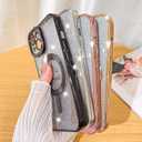 Fiyart Designed for iPhone 15 Case,Compatible with MagSafe Love Heart Plating Camera Protection TPU Magnetic Glitter for Women Girls Shockproof Phone Bumper 6.1"-Pink