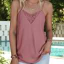 Yousify Womens Summer Tank Tops Lace Ribbed Knit Sleeveless Cami Shirts Casual Loose Fit Tunics (S)