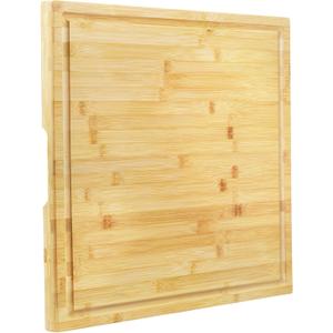 Utoplike Bamboo Cutting Board 20 x 20 inch, Large Wood Chopping Board for Kitchen, Meat, Vegetables, BBQ, Square Butcher Block with Juice Groove and handle, 1"Th (20"L x 20"W)