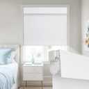 UrMoon No Drill Cordless Roller Shades for Windows No Screw Roller Blinds with Thermal Insulated Waterproof Pull Down Blackout Blinds for Home Office (Blackout - White, Customize)