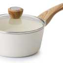 SENSARTE Nonstick Sauce Pan with Lid, 2QT Small Sauce Pot, Stay-cool Handle, Multipurpose Handy Little Saucepan, Induction Capable, PFOA Free, White