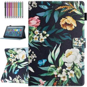 Case for Amazon Fire Max 11 Tablet (13th Generation, 2023 Release), Auto Wake/Sleep, Premium PU Leather Folding Stand Cover with Pen Holder & Multiple Viewing Angles - Peony