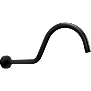 NearMoon Shower Extension Arm with Flange - S Shaped High Arc Gooseneck Long Shower Extender Pipe, Perfect for Rainfall Shower Head - Bathroom Accessory,16 Inch (Matte Black)