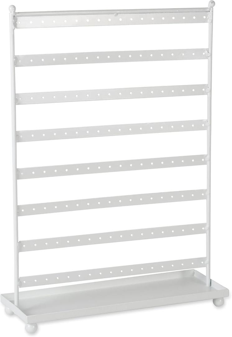 DII Home Traditions Z02012 Earring Organizing Wire Metal Jewelry Tower or Stand with Tray, 16.5" Tall, White