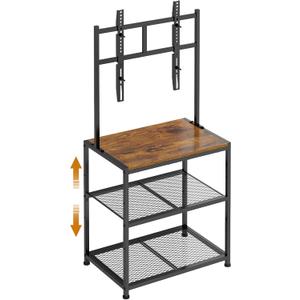 23 Inch to 50 Inch Floor Small Corner TV Stand with Storage Shelves for Living Room Bedroom, Universal Floor Television Stands with Mount, Rustic Brown Corner TV Table Desk Shelf for Small Space