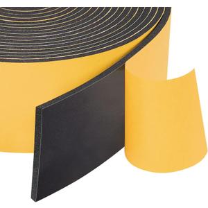 Yotache Neoprene Weather Stripping 2" W X 1/8" T (New Adhesive Craft), Self Adhesive Foam Rubber Seal Strip Tape for Door and Window, 16 Ft Length