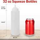 Reli. Plastic Squeeze Bottles 32 oz. | 8 Pack | Clear w/ Tethered Caps