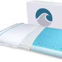Bluewave Bedding Ultra Slim Max Cool CarbonBlue Gel Memory Foam Pillow for Stomach and Back Sleepers - Thin, Flat Design with Advanced Cooling (2.75-Inch Height, Standard Size)