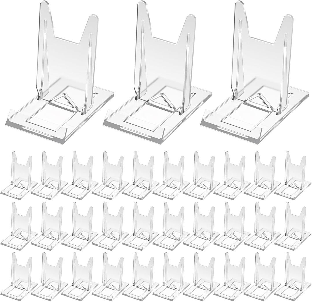 Dimeho Display Stand, 30 Pcs Acrylic Book Stand Adjustable Clear Book Tablet Display Holder for Home Office School Displaying Pictures Photo Frames Books CD Magazine