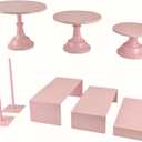 Set of 8 Pink Cake Stands Donut Holder Round Metal Dessert Display Risers Cupcake Stand Serving Platter for Weddings Birthday Baby Showers Anniversary Party