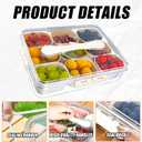 2 PCS Divided Serving Tray with Lid and Handle, 9 Compartments Snacks Box, Snack Box Charcuterie Container for Portable Snack Platters, Fruits, Travel, Party, Picnic