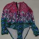 Women One Piece Long Sleeve Rash Guard UV Protection Surfing Swimsuit Swimwear Bathing Suit (Medium, Mermaid Color)