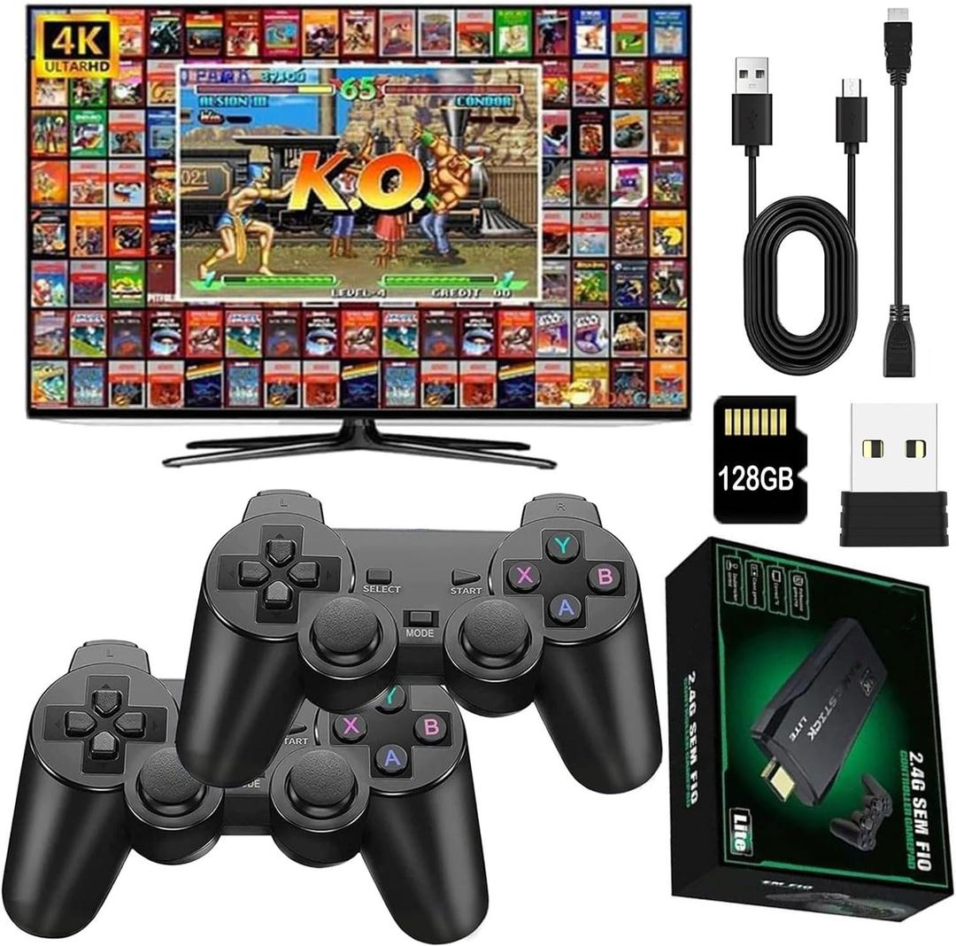 Retro Games Console, Video Game Console with 128G Card, Revisit 20000+ Classic Games, Plug and Play Retro Game Stick for TV, Gifts for Kids Adult (GC007)