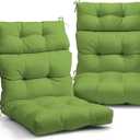 EAGLE PEAK Tufted Outdoor/Indoor High Back Patio Chair Cushions, Set of 2, Green