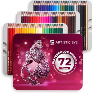 ARTISTIC EYE Premium Watercolor Pencils | Set of 72, Quality 3.5mm Soft Core Leads, Water-Soluble Pencils, Perfect for Beginner & Advanced Artists
