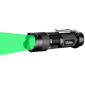 Ulako Single 1 Mode Zoomable LED 150 Yard Green Light Flashlight Torch for Fishing Hunting Detector