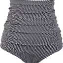 COCOPEAR Women's Ruched High Waisted Bikini Bottom Retro Vintage Swim Short Tankinis