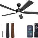 VOLISUN Ceiling Fan with Light, 52 inch Flush Mount Ceiling Fan with Lights and Remote, Dimmable LED Fan Light, Low Profile Ceiling Fan, Black Modern Ceiling Fan for Bedroom, Indoor/Outdoor