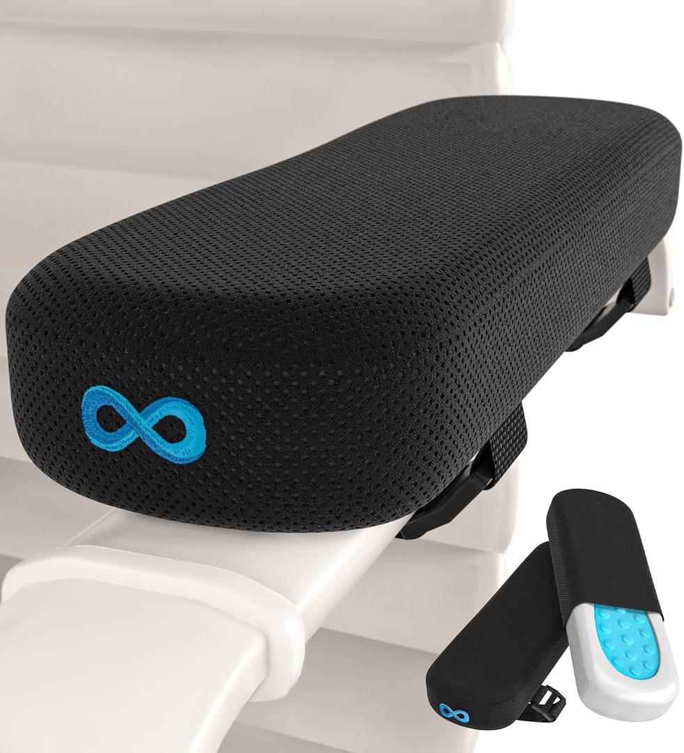 Everlasting Comfort Office Chair & Wheelchair Arm Pads - Cooling Memory Foam Arm Rest Cover for Desk, Gaming Chair, Wheelchair Armrest Pads (Black)