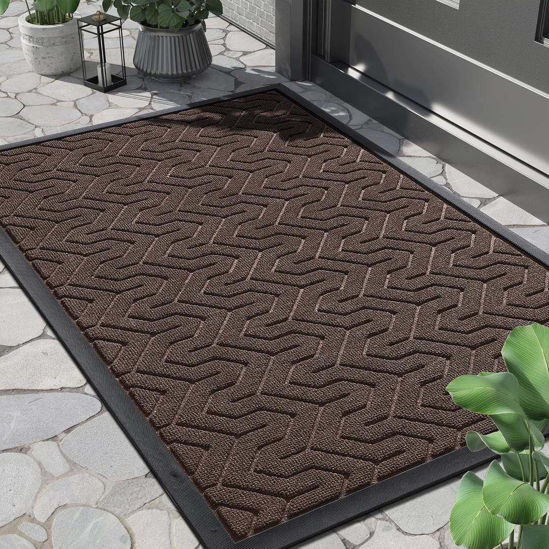 Yimobra Large Door Mat Outside Entrance 36x24, Waterproof Heavy Duty Outdoor Mats for Front Door, Non Slip Rubber Entry Mat for Garage Patio, Easy Clean, Brown Yimobra Large Door Mat Outside Entrance 36x24, Waterproof Heavy Duty Outdoor Mats for Front Door, Non Slip Rubber Entry Mat for Garage Patio, Easy Clean, Brown