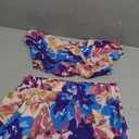 SOLY HUX Women's Boho 2 Piece Outfits Floral Print Colorful Tube Top and Ruffle Hem Maxi Skirt Set, L