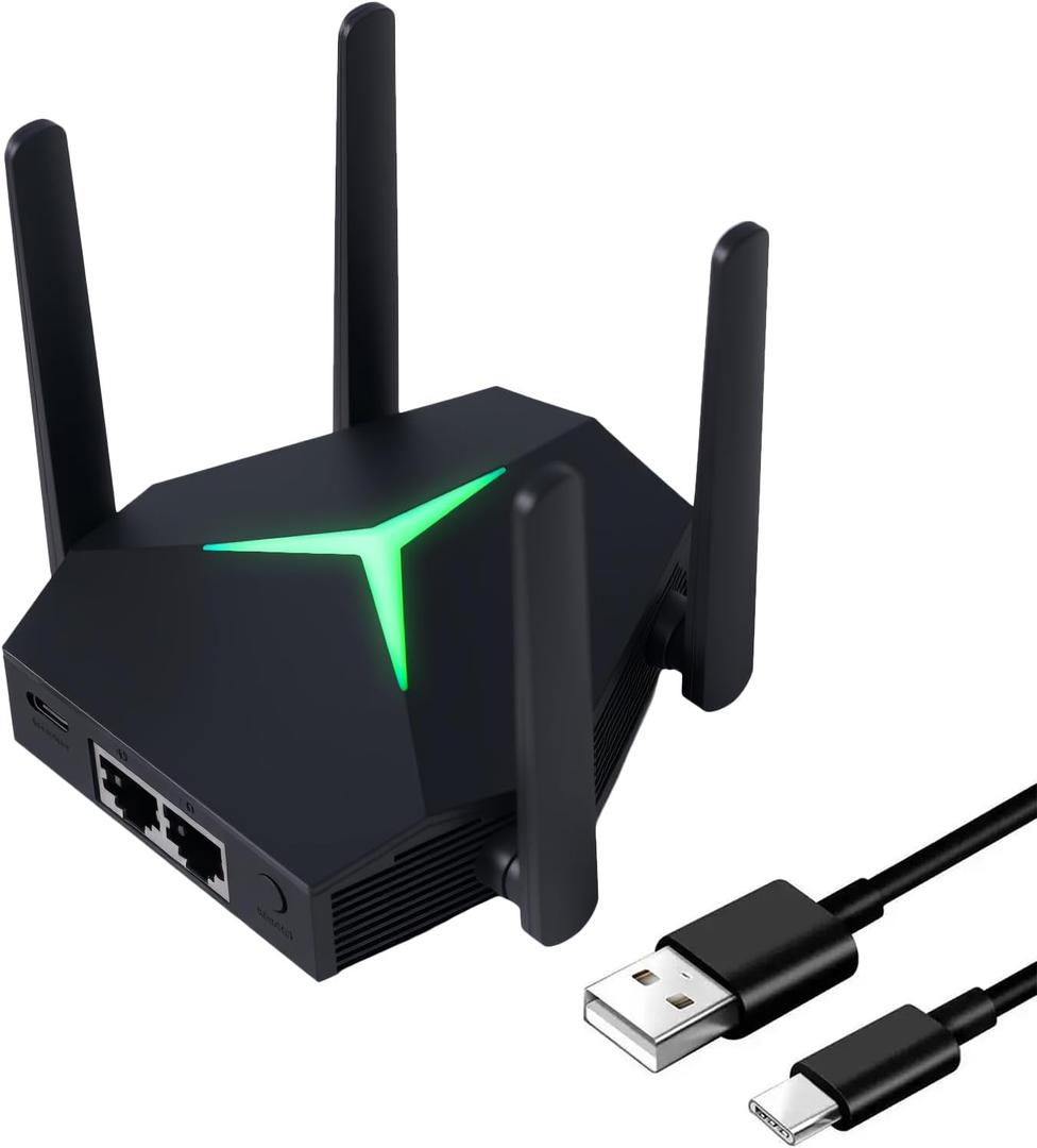 AC1200 WiFi Extender Signal Booster for Home Long Range, Dual Band 5GHz/2.4GHz WiFi Repeater with USB-C, WiFi Range Extender with 3 Modes & 2 Ethernet Ports Cover up to 12000 Sq.ft (Black)