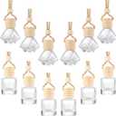 Patelai 12 Pcs 8ml Hanging Car Air Freshener Perfume Bottle Empty Clear Glass Essential Diffuser Oil Aromatherapy Fragrance Perfume Pendant Glass Bottle Decor(Classic Style)