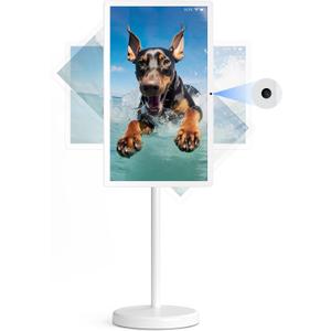 22-Inch Portable TV on Wheels, 1080p Portable Touch Screen Monitor, Android15, EDLA-Certified, Full Swivel Rotation, Smart Rolling TV Built-in 13MP Camera, Built-in Battery(6-8H), 6+128G