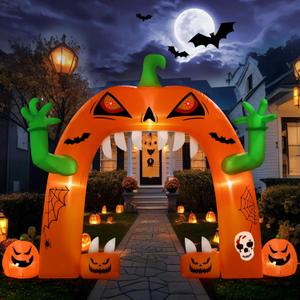 12FT Halloween Inflatables Outdoor Yard Decorations, Spooky Light-Up Blow Ups Inflatable Halloween Outside Decor, Ghost, Pumpkin, Witch, Castle, Tree Archway Inflatable (Pumpkins Arch Inflatables)