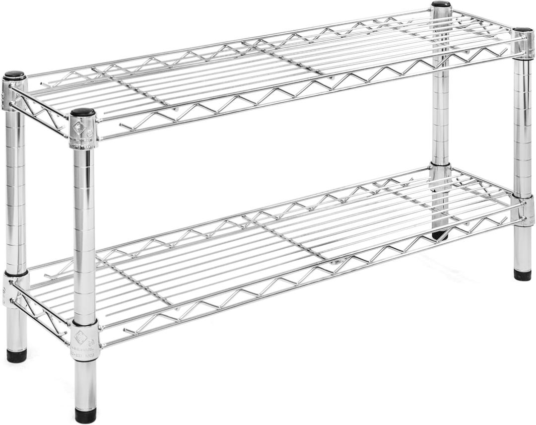 Shelving Inc. 8" d x 30" w Chrome Wire Shelving with 2 Tier Shelves, Weight Capacity 800lbs Per Shelf