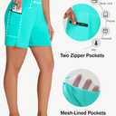 MIVEI Women's 7" Long Swim Board Shorts with Zipper Pockets High Waisted Quick Dry Beach Swimming Swim Suit Bottom with Liner Lake Green (XXXL)