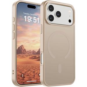 SUPFINE Magnetic for iPhone 17 Pro Max Case (Compatible with MagSafe)(Military Grade Drop Protection) Translucent Matte Shockproof with Anti-Fingerprint Phone Cover,Desert Gold