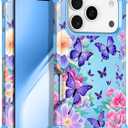 LONTECT for iPhone 17 Pro Max Case 3 in 1 Shockproof Heavy Duty Rugged Hard PC+Soft Silicone Full Body Protective Cover Girls Women Case for Apple iPhone 17 Pro Max 2025 Glow in The Dark Light Blue