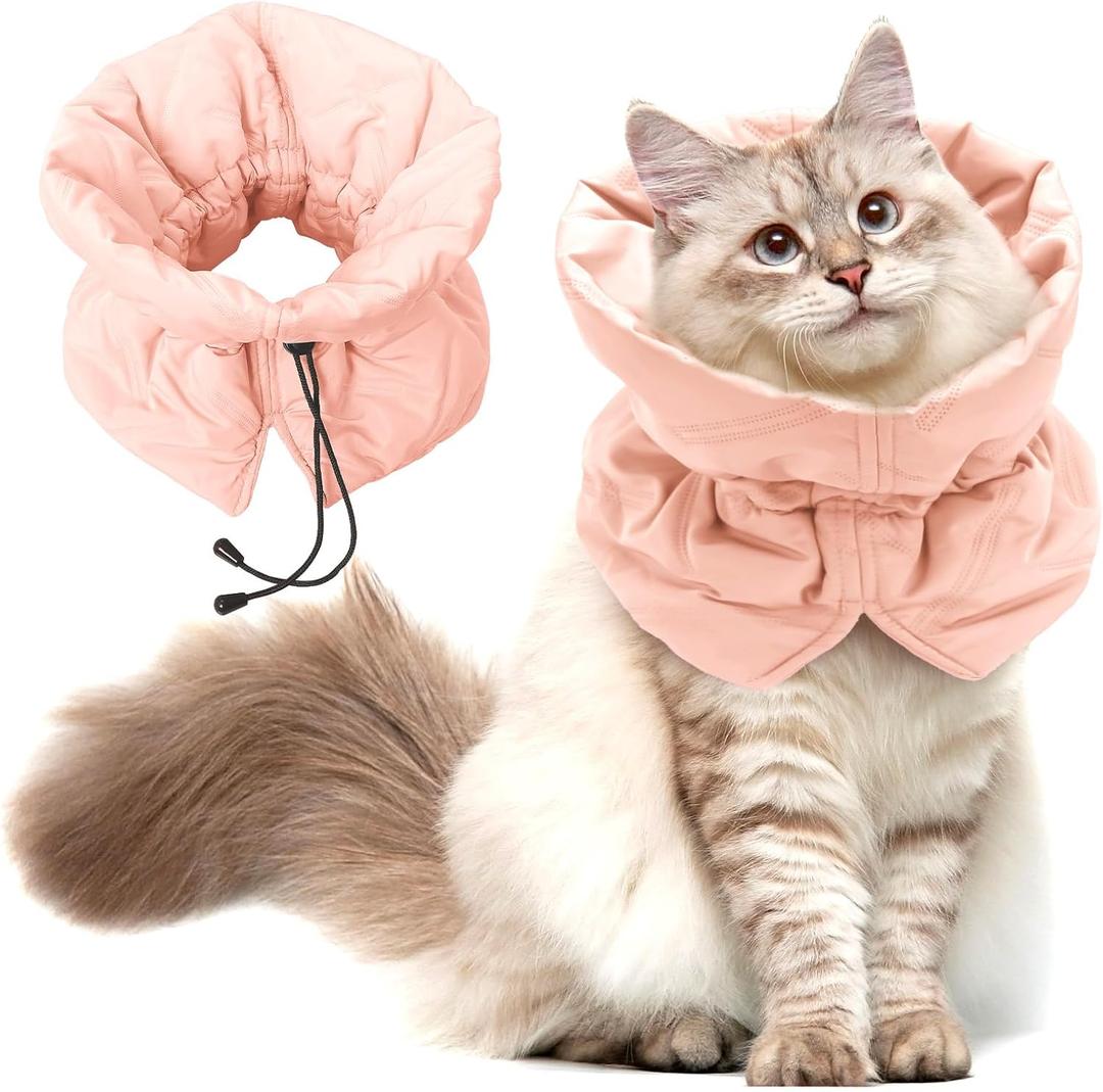 Cat Recovery Collar, Soft Adjustable Cat Cone Alternative, Lightweight Fasteners Collars for Cats Kittens Puppies, After Stop Licking and Daily Use (Orange Pink, M(Neck7.9-13.8"))