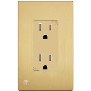 ENERLITES Elite Series Decorator Receptacle Outlet Child Safe Tamper-Resistant, Gloss Finish, Self-Grounding, Residential Grade, 15A 125V, 61501-TR-GDWBP, Brushed Gold (Wall Plate Included)