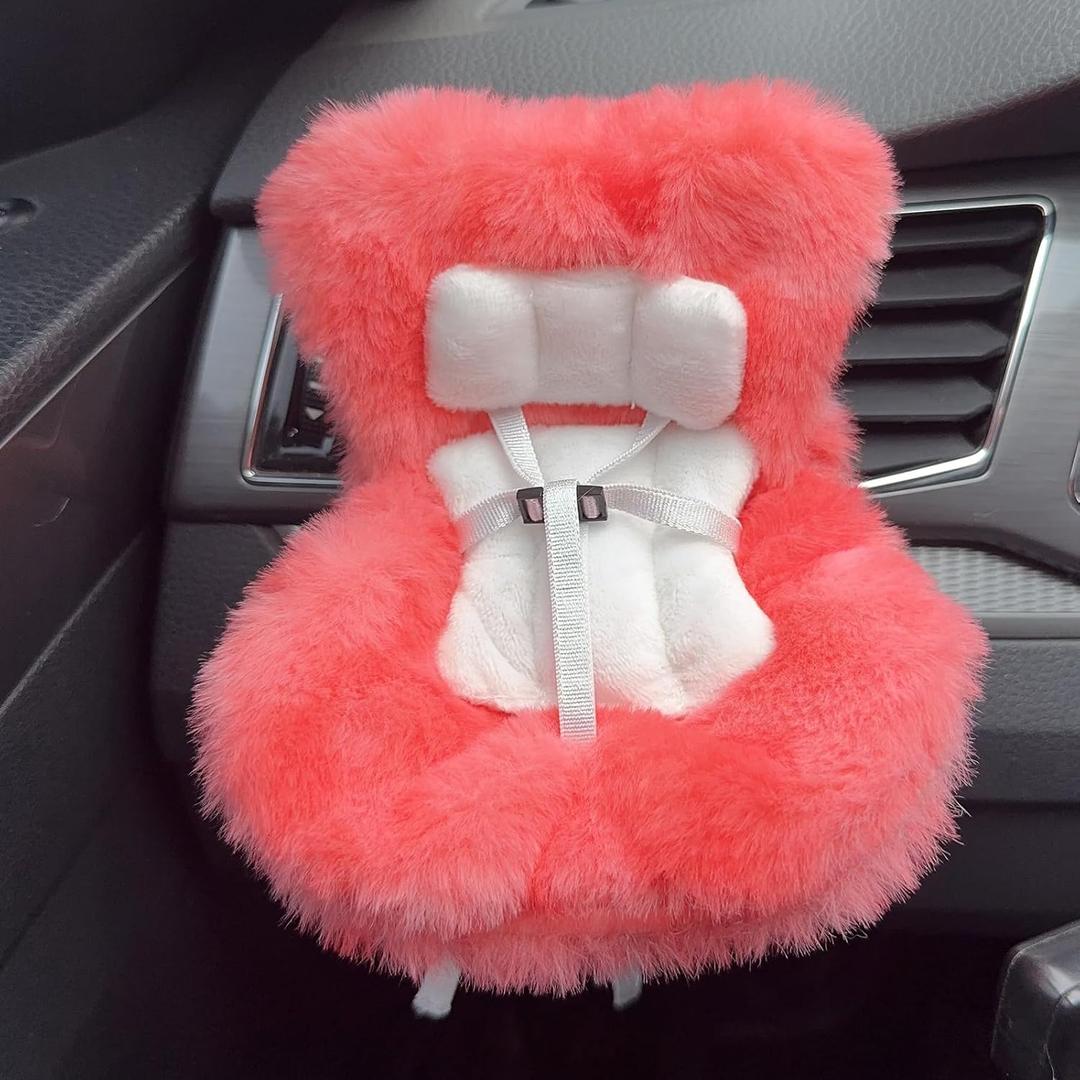 2 x Doll Car Seat for 38 inch Figures, Compatible with Labubu and Other Plushes, Blind Box Dolls & Vinyl Collectibles, Includes Air Vent Clip & Desktop Stand, Cute Car Ornament for Collectors