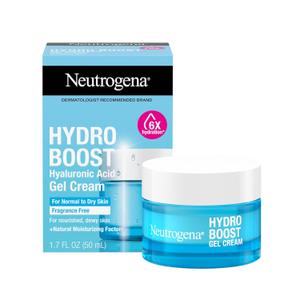 Neutrogena Hydro Boost Gel Cream Fragrance Free, Hyaluronic Acid Facial Moisturizer for Normal to Dry Skin, Delivers hydration for Nourished, Dewy Skin, 1.7 fl. oz
