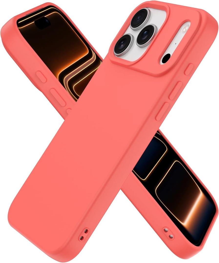 Compatible with iPhone 17 Pro Case, Shockproof Liquid Silicone Protective Phone Case with Soft Anti-Scratch Microfiber Lining Ultra Slim Drop Protection Phone Cover (Peach)