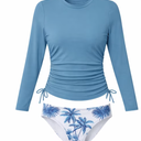 Tiijoy Girls Swimsuit Long Sleeve Rash Guard Bathing Suit Swimwear, 2-Piece, 13-14Y