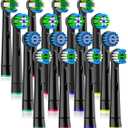 Qitizu Replacement Heads Compatible with Oral B Braun Electric Toothbrush, Replacement Toothbrush Heads Fit for Oral-b Pro 1000/ 7500/ 3000/ 7000/ 8000/ 500, 16 Packs (Black)