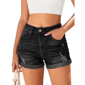 Bosmeer Women's Casual & Comfy Lightweight Stretch Denim Jean Shorts with Button Pockets 2025 Summer Fashion Jorts L