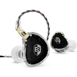 BASN ASONE 14.2mm Planar Driver in-Ear Monitors Earphone with Two Detachable MMCX Cables for Musicians Drummers Bass Players Singers(Black)