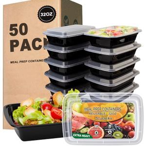 50 Pack- Meal Prep Containers 32oz, Plastic Food Prep Containers Reusable, Leakproof To Go Food Containers with Lids, BPA-Free, Microwave/Dishwasher/Freezer Safe
