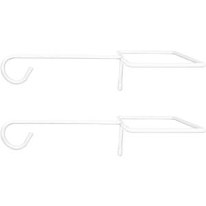 Jantens 2 Pack Vinyl Fence Hooks, Fence Post Plant Hangers Outdoor, 14.7 Inch Extension Powder Coated Steel Fence Hanger for Hanging Plants, Bird feeders, Flower Basket