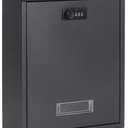 Locking Mailbox Wall Mount Combination Lock Drop Box Large Capacity with Galvanized Steel Cover and Rust-Proof Metal Post Box, 12.6 x 10.24 x 4.21 InchBlack Matt