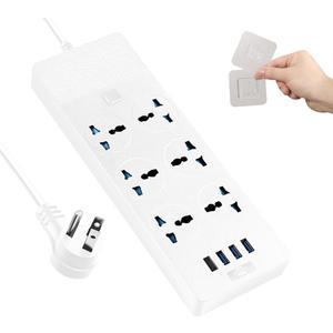 International Power Adapter with 6 Universal Outlet 4 USB Ports (1 USB C), Jumpso 6ft Travel Power Strip, EU UK to US Plug Adapter, 110-240v, 3000w Extension Cord for Home Office White