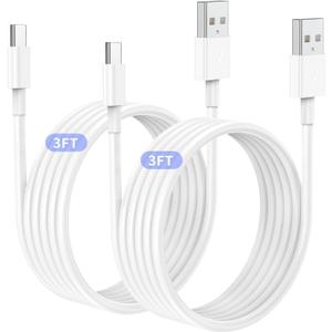 2Pack 3ft Car Carplay Cable for Apple iPhone 17 Pro Max/17 Air/16 Pro/15 Plus/15, USB A to USB C Carplay Charger Cord, iPad Pro 12.9/11,10th, Air 5th/ 4th,iPad mini 6th Gen Car Charging Cable 3 Feet (White)